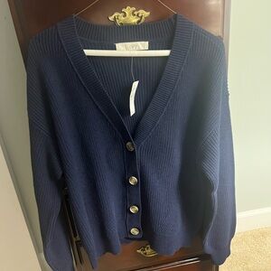 LOFT Deep Blue Button-Up Cardigan